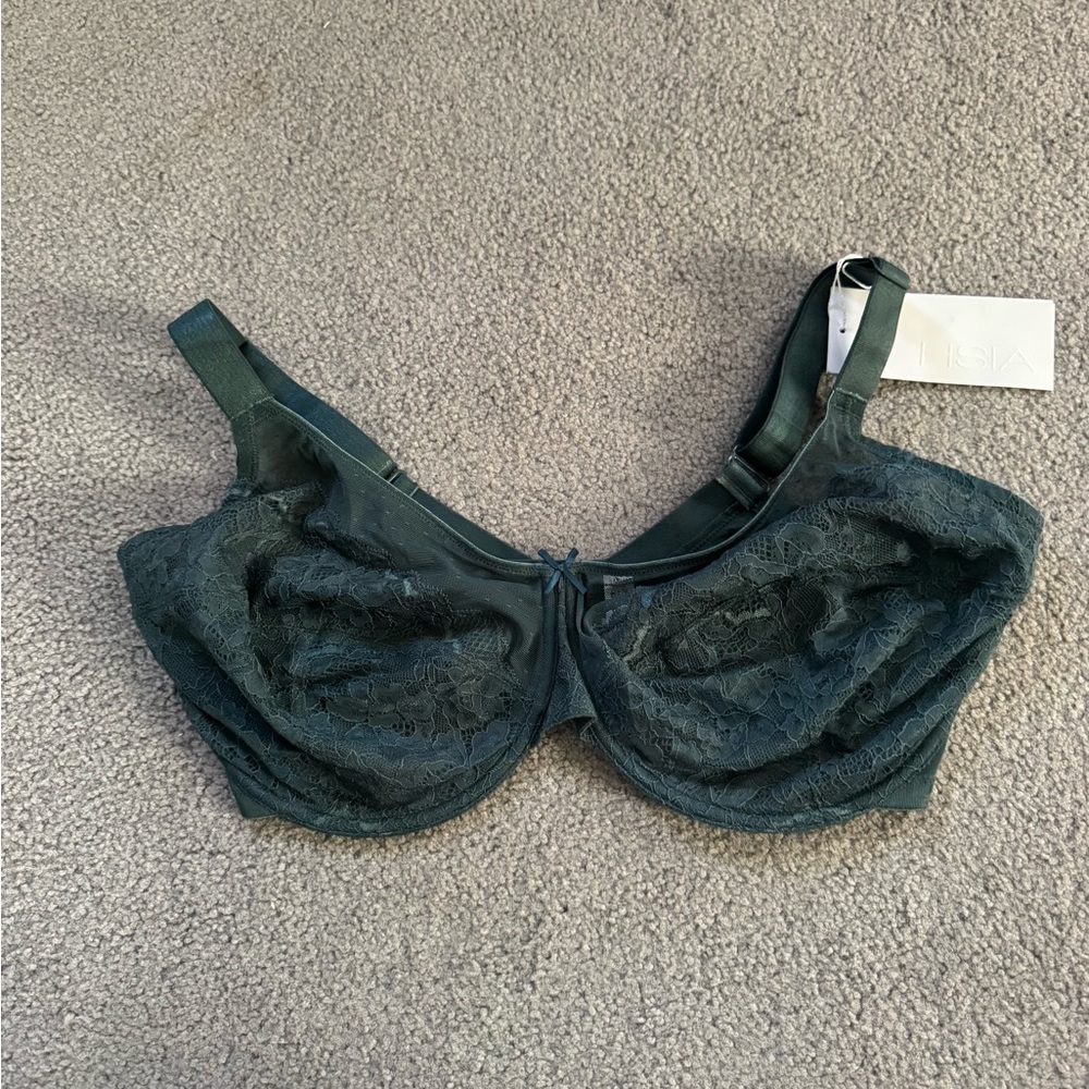Hsia Elegant Lace Bra in Dark Green
